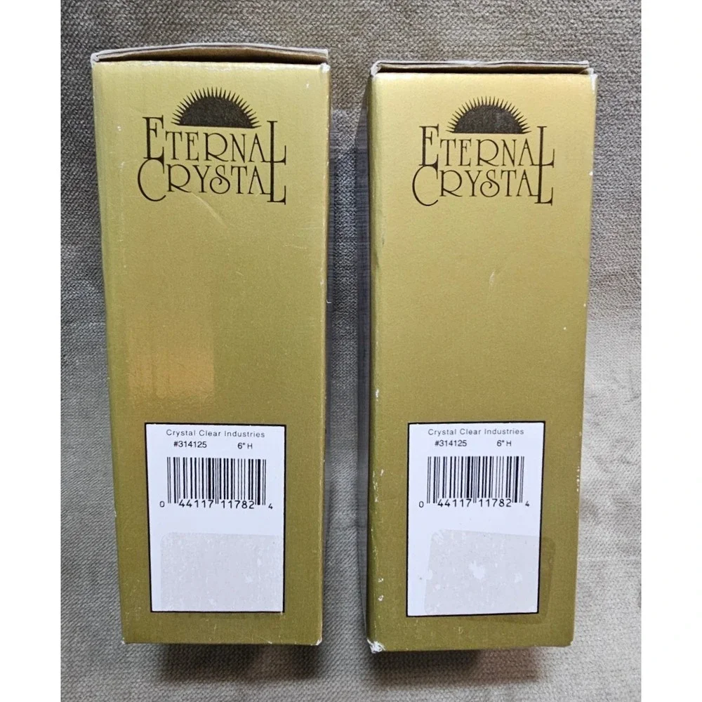 Eternal Crystal 6 Inch Bud Vase Set of 2 24% Lead Crystal Clear #314125 Taiwan